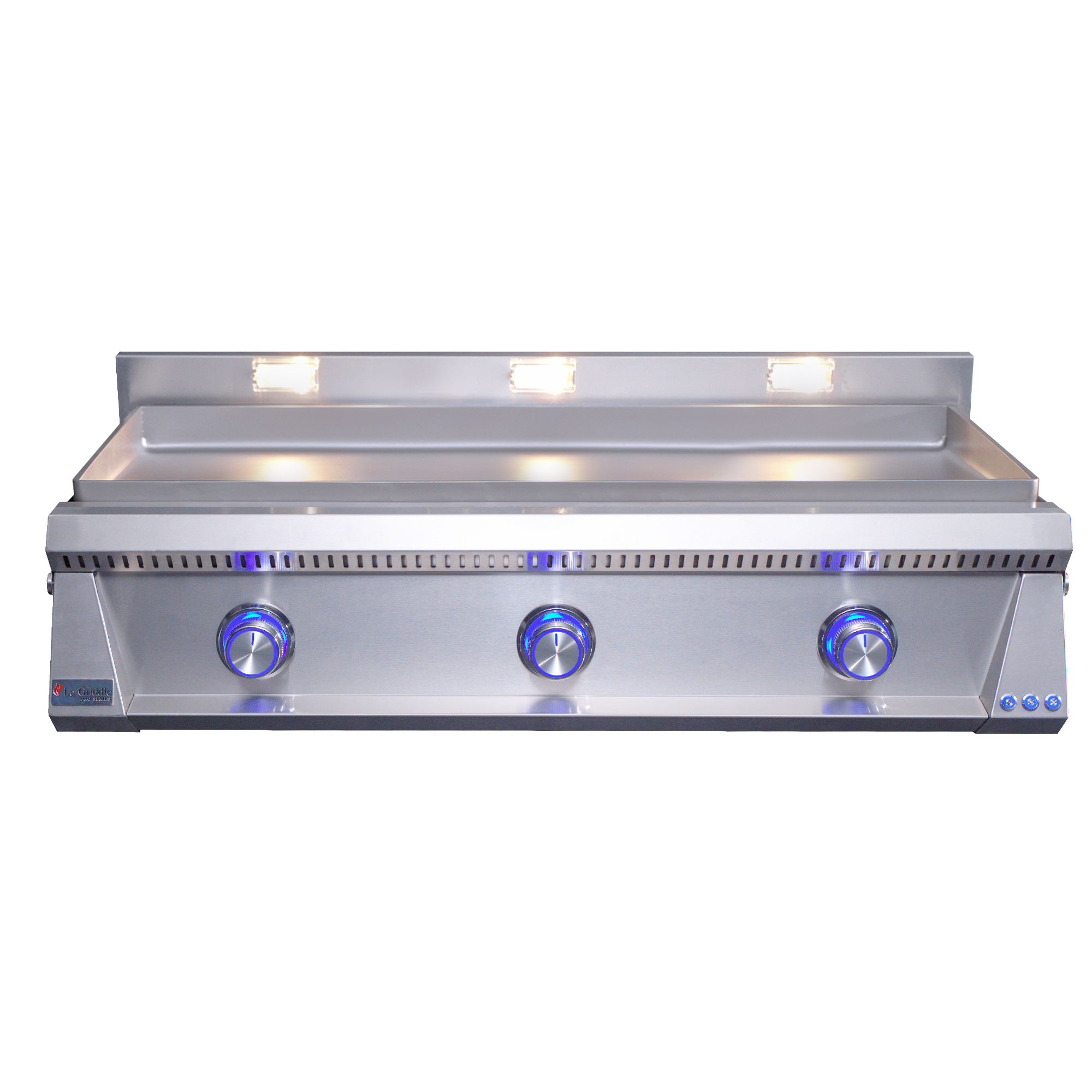 OML105P6 Griddle front image with blue leds and halogen lights on
