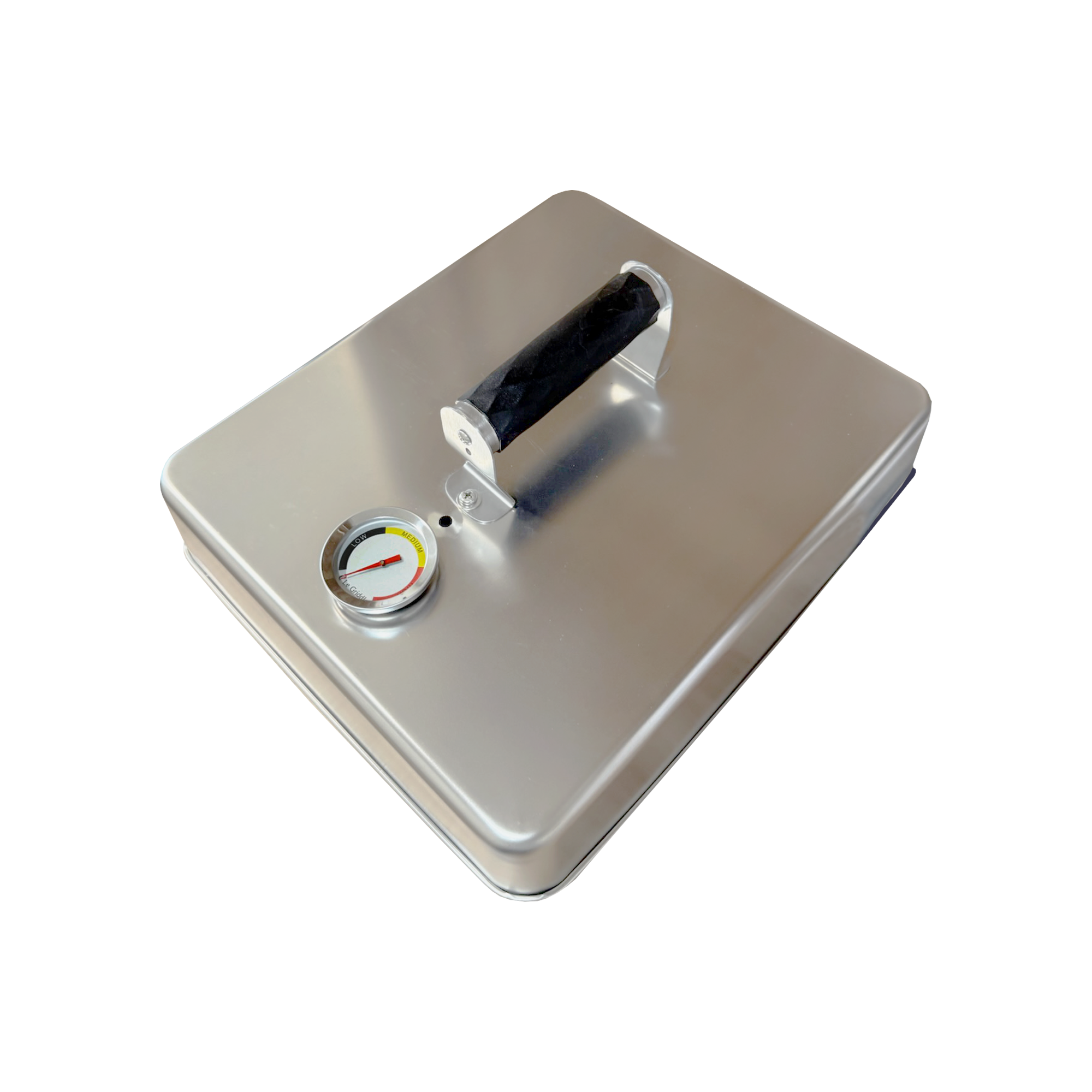 the stainless steel cooking dome and cooking grate for cooking on the le griddle